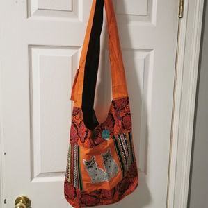Side sling boho bag with cats